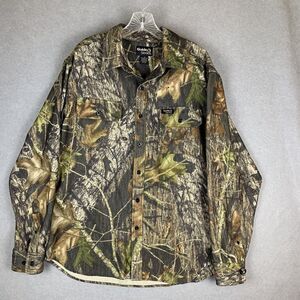 Mossy Oak Break Up T-Shirt Button Up‎ Long Sleeve Scent Core Men's Size M